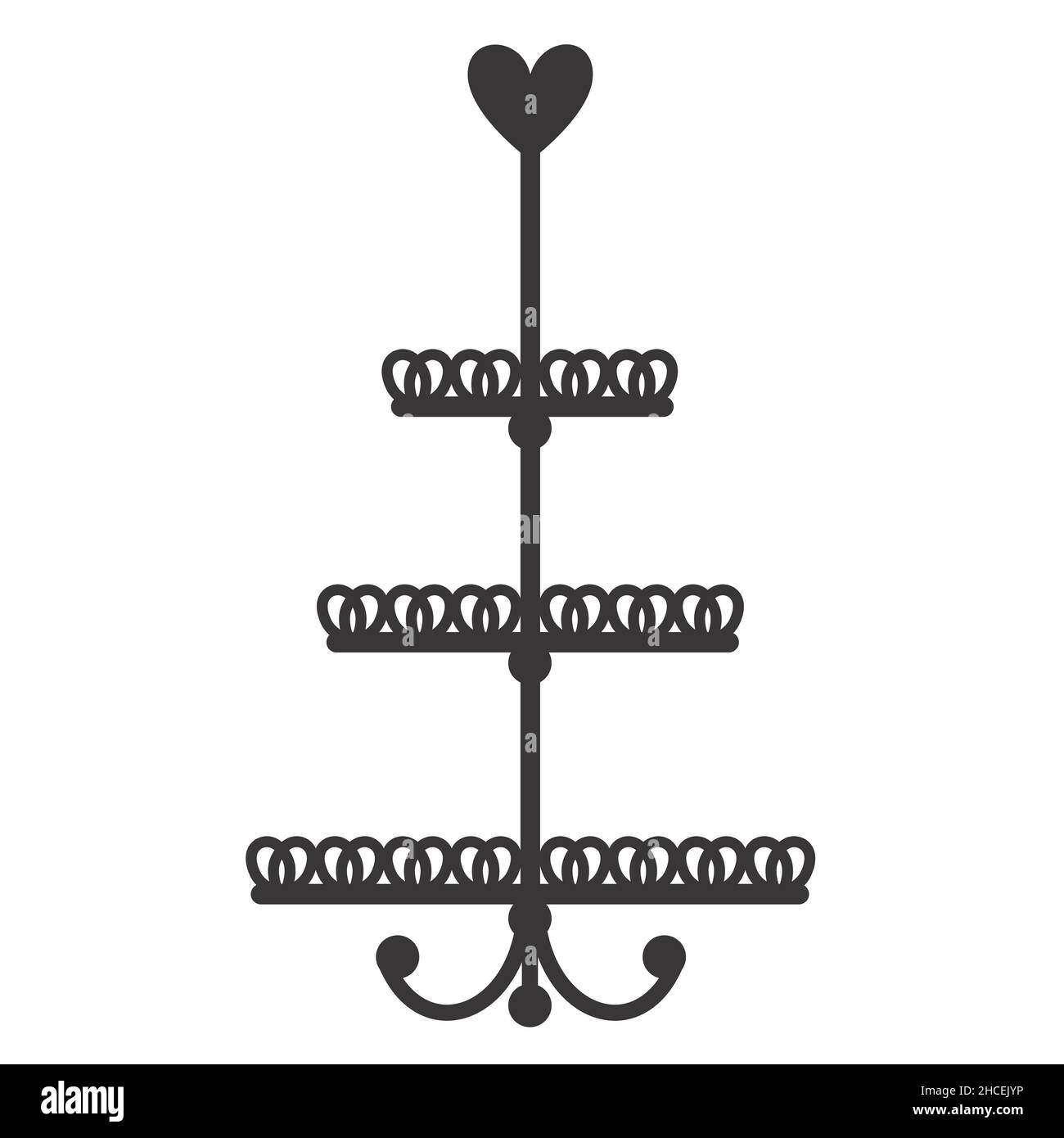 Stand cake in flat icon style. Empty tray for fruit and desserts