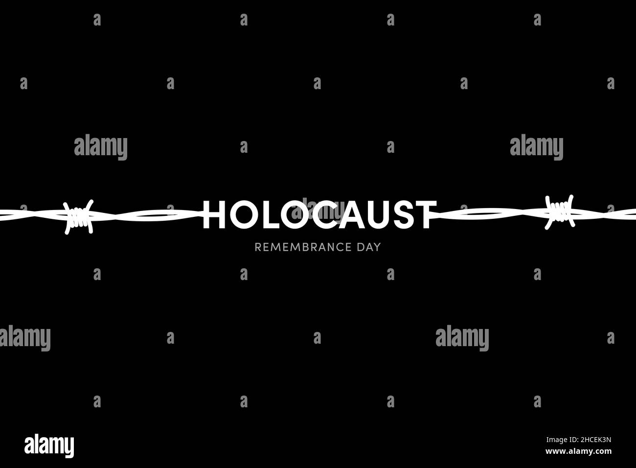 Holocaust Remembrance Day illustration. Barbed wire on black background. Remember International Holocaust Day Poster, wallpaper. Important day Stock Photo