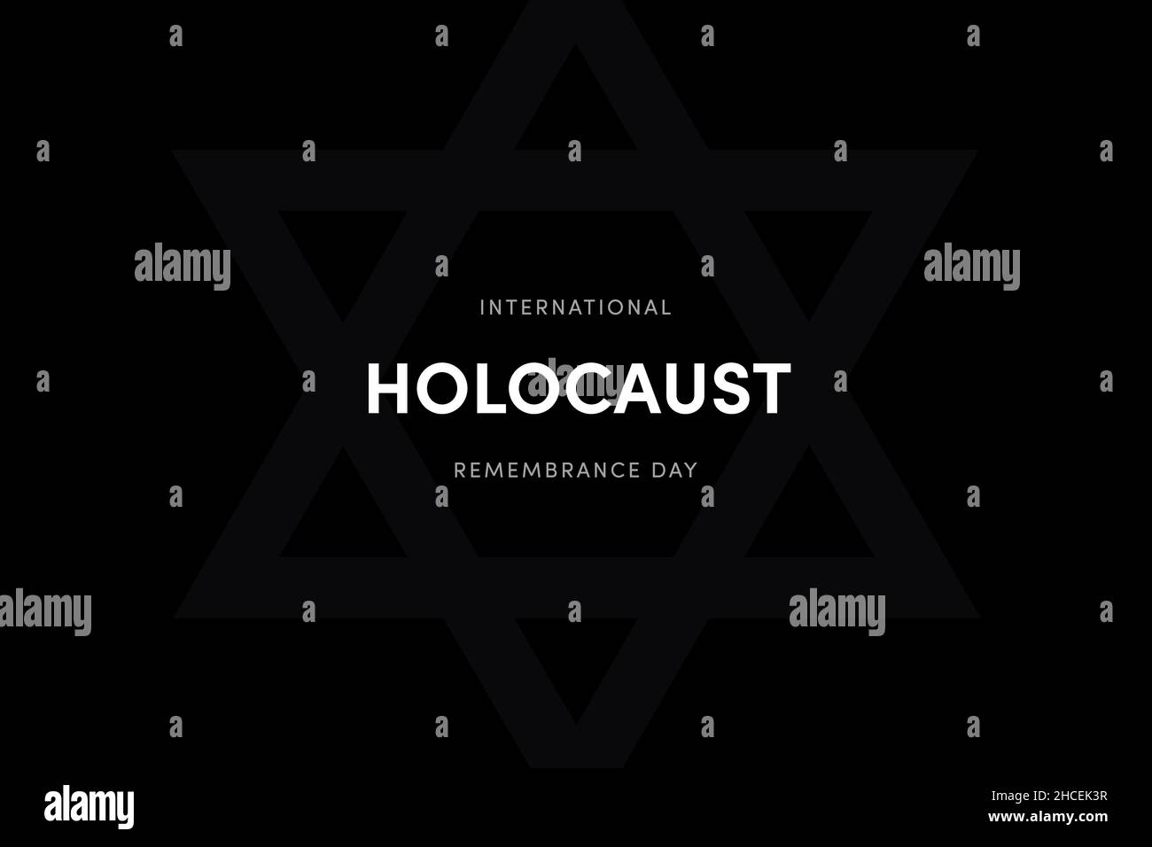 Holocaust Remembrance Day illustration. Jewish star on black background. Remember International Holocaust Day Poster, January 27. Important day Stock Photo