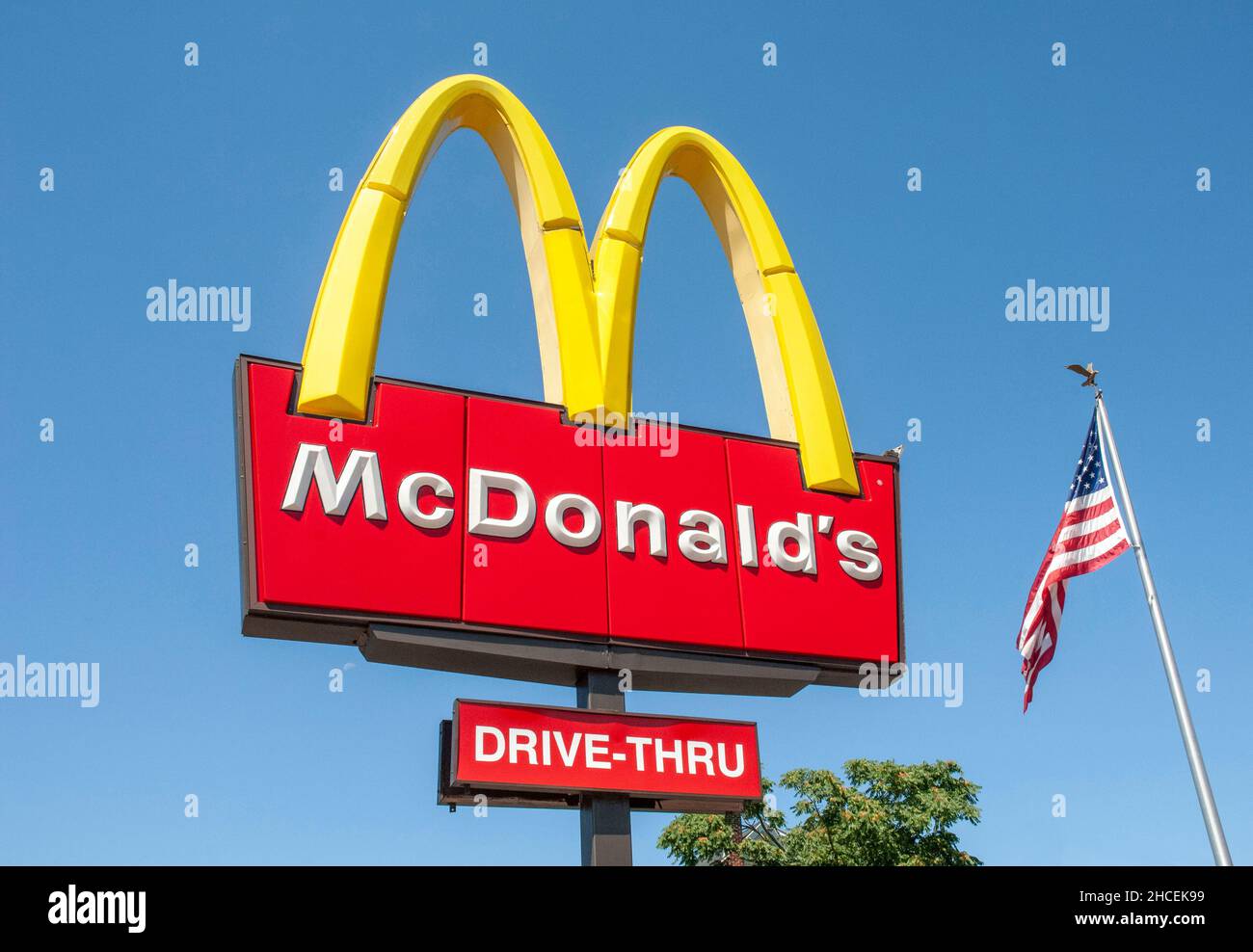 McDonald's sign in Braintree Massachusetts USA Stock Photo