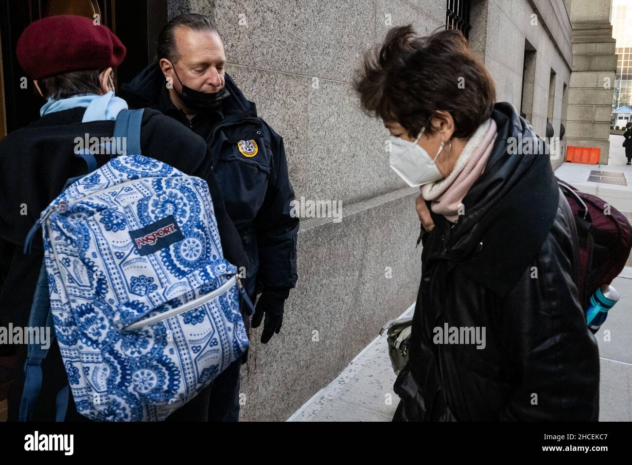 New York, USA. 28th Dec, 2021. (L-R) Isabel and Christine Maxwell, Gishlain Maxwell's sisters, arrive at the federal courthouse in the Southern District of New York for the trial of Ghislaine Maxwell, in New York, NY, on December 28, 2021. It's the fifth day of jury deliberation whether the British socialite is a dangerous predator who recruited teenagers to be sexually abused by financier Jeffrey Epstein, as prosecutors claim. (Photo by Gabriele Holtermann/Sipa USA) Credit: Sipa USA/Alamy Live News Stock Photo