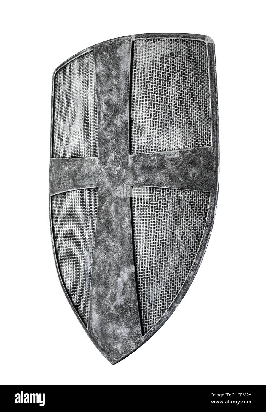 Old medieval shield isolated on white background with clipping path Stock Photo
