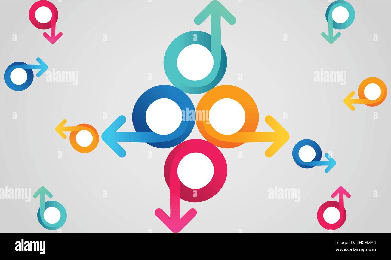 art of circle and arrows in all direction on abstract background Stock ...