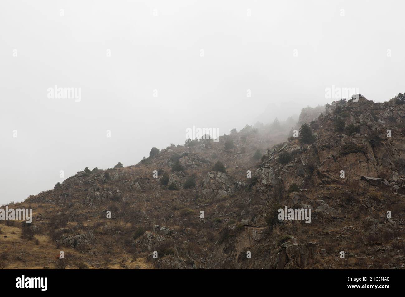 Mountain View has a beautiful morning mist. Stock Photo