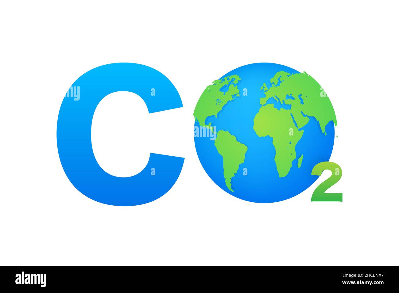 CO2 logo in flat style isolated on empty background. Flat icon on white backdrop. Vector logo illustration. Stock Vector