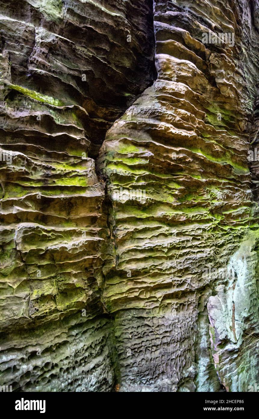 Eroded sandstone in the Prachov Rocks (Prachovske Skaly), Bohemian Paradise (Cesky Raj), Kralovehradecky kraj, Czech Republic. Stock Photo