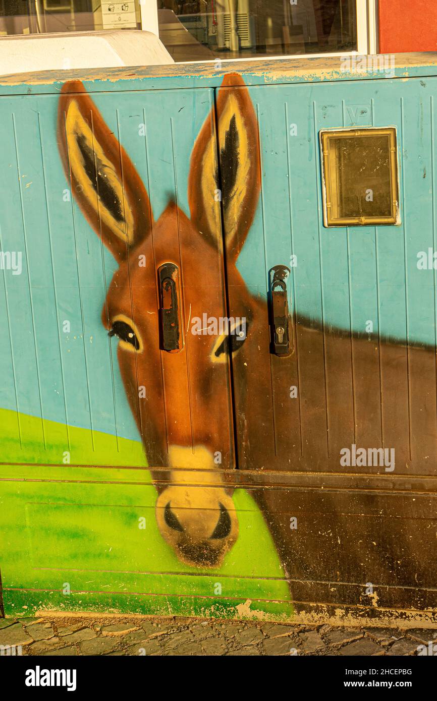 donkey painting Carvoeiro Portugal Stock Photo