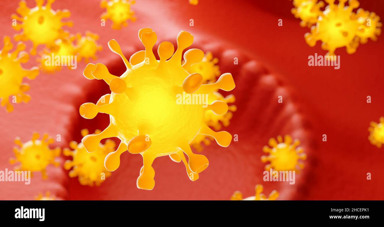 Coronavirus inside human body - flu outbreak or coronaviruses influenza Stock Photo