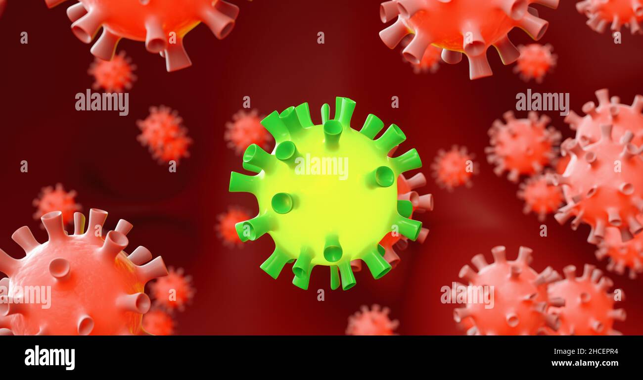 Coronavirus inside human body - flu outbreak or coronaviruses influenza Stock Photo