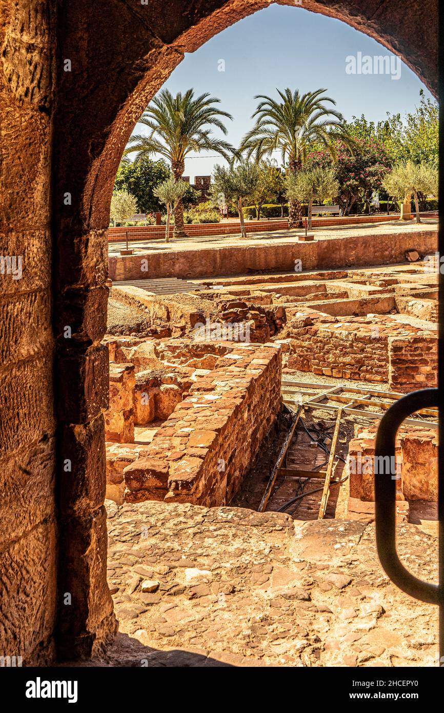 Silves Castle through the doorway Portugal Stock Photo