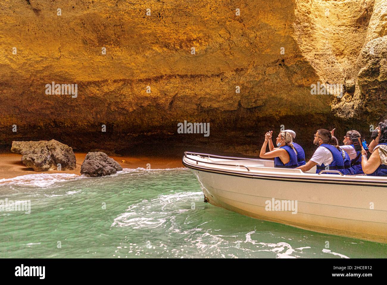 Yellow boat sea trip tourists hi-res stock photography and images - Alamy