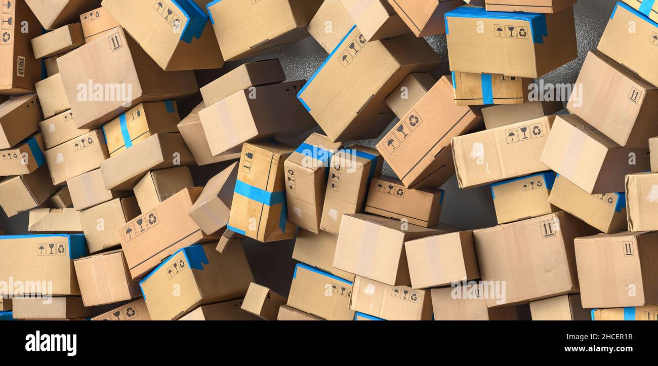 Many stacked boxes and boxes when moving, delivery concept image Stock Photo