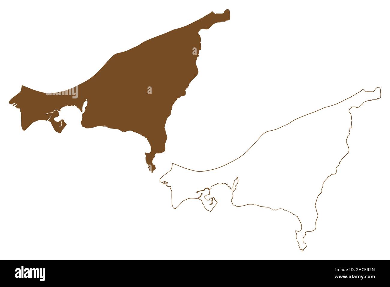 Wolin island (Baltic Sea, Republic of Poland) map vector illustration ...