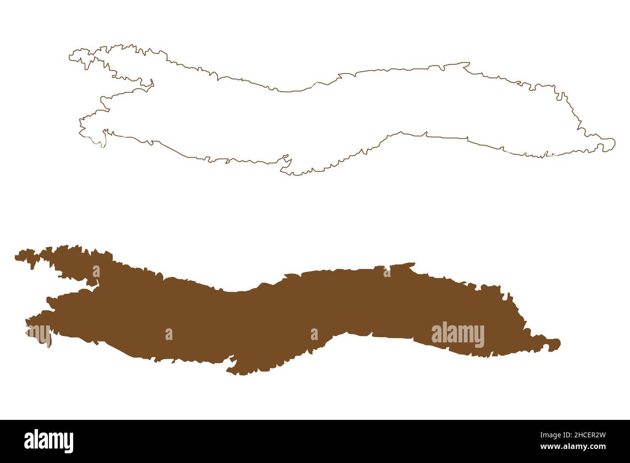 Korcula island (Republic of Croatia, Adriatic Sea) map vector illustration, scribble sketch Korčula map Stock Vector