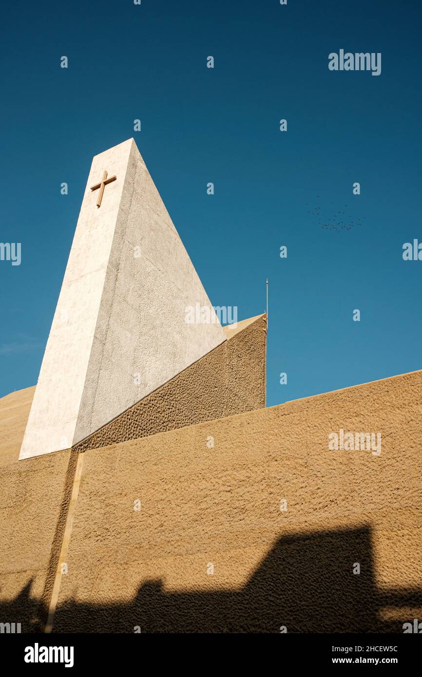 Church of Nuestra Señora de Candelaria in Alcala, Guia de Isora, Tenerife. Inaugurated in October 2020, architect Alejandro Beautell, and a candidate Stock Photo