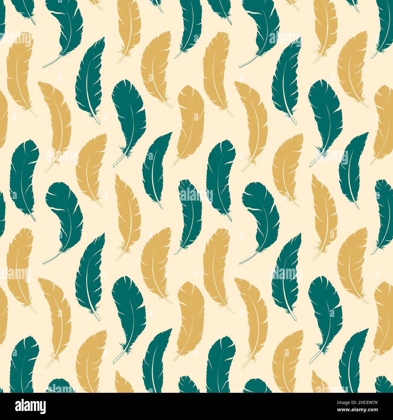 Seamless pattern Tribal silhouette Feathers decoration. Ethnic boho ...