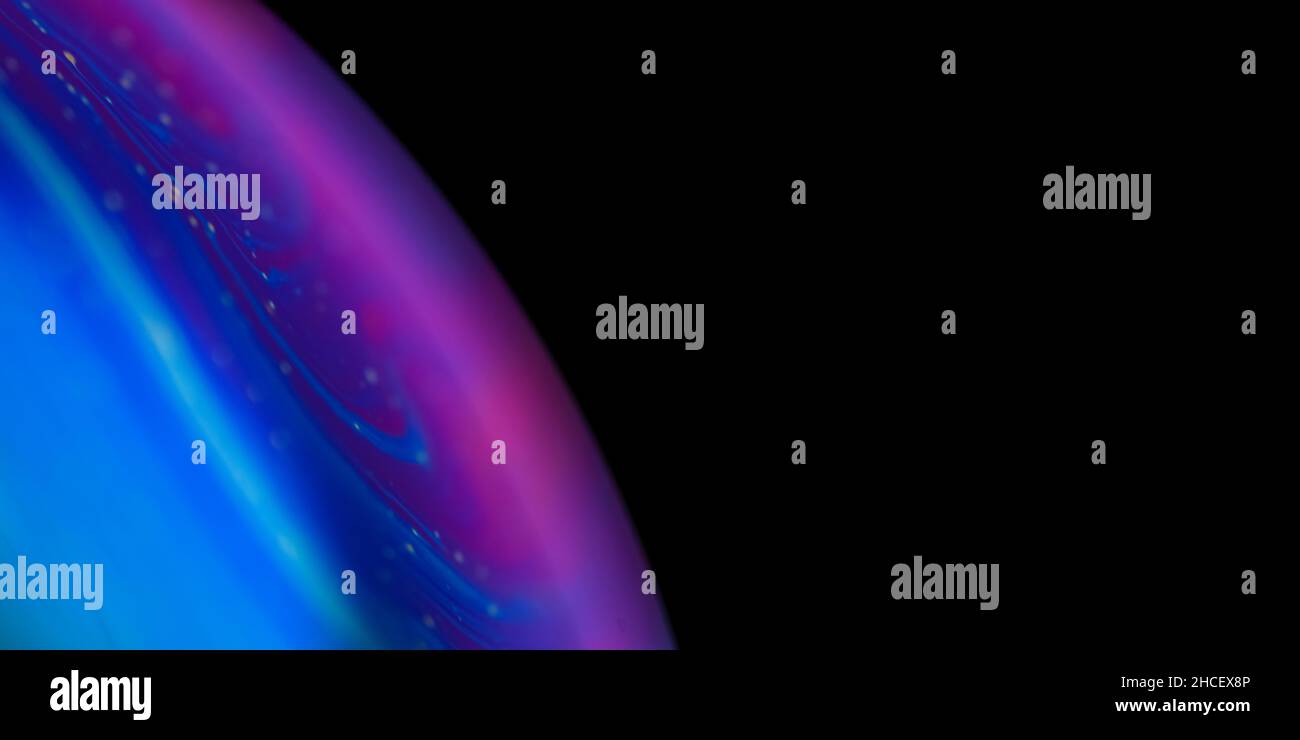 Cold red and blue alien planet with an atmosphere in the darkness of ...