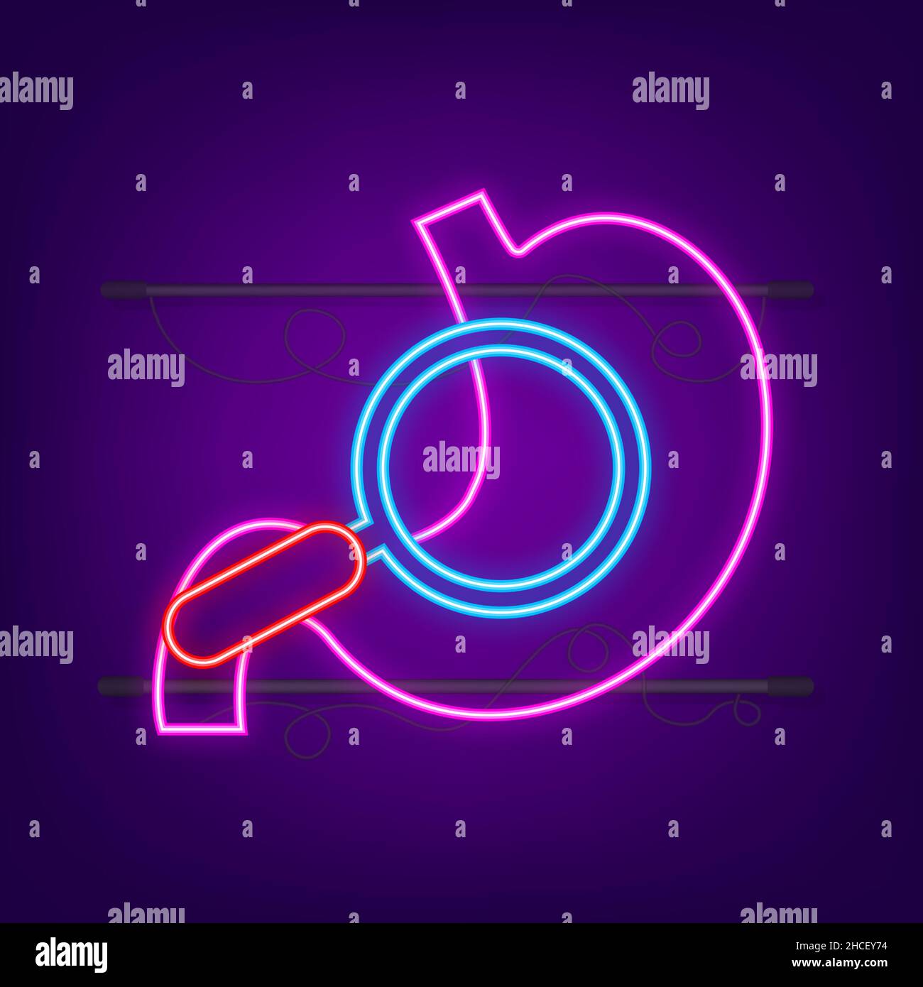 Stomach Endoscopy Neon Style Endoscope In Stomach Through Esophagus Vector Stock Illustration 