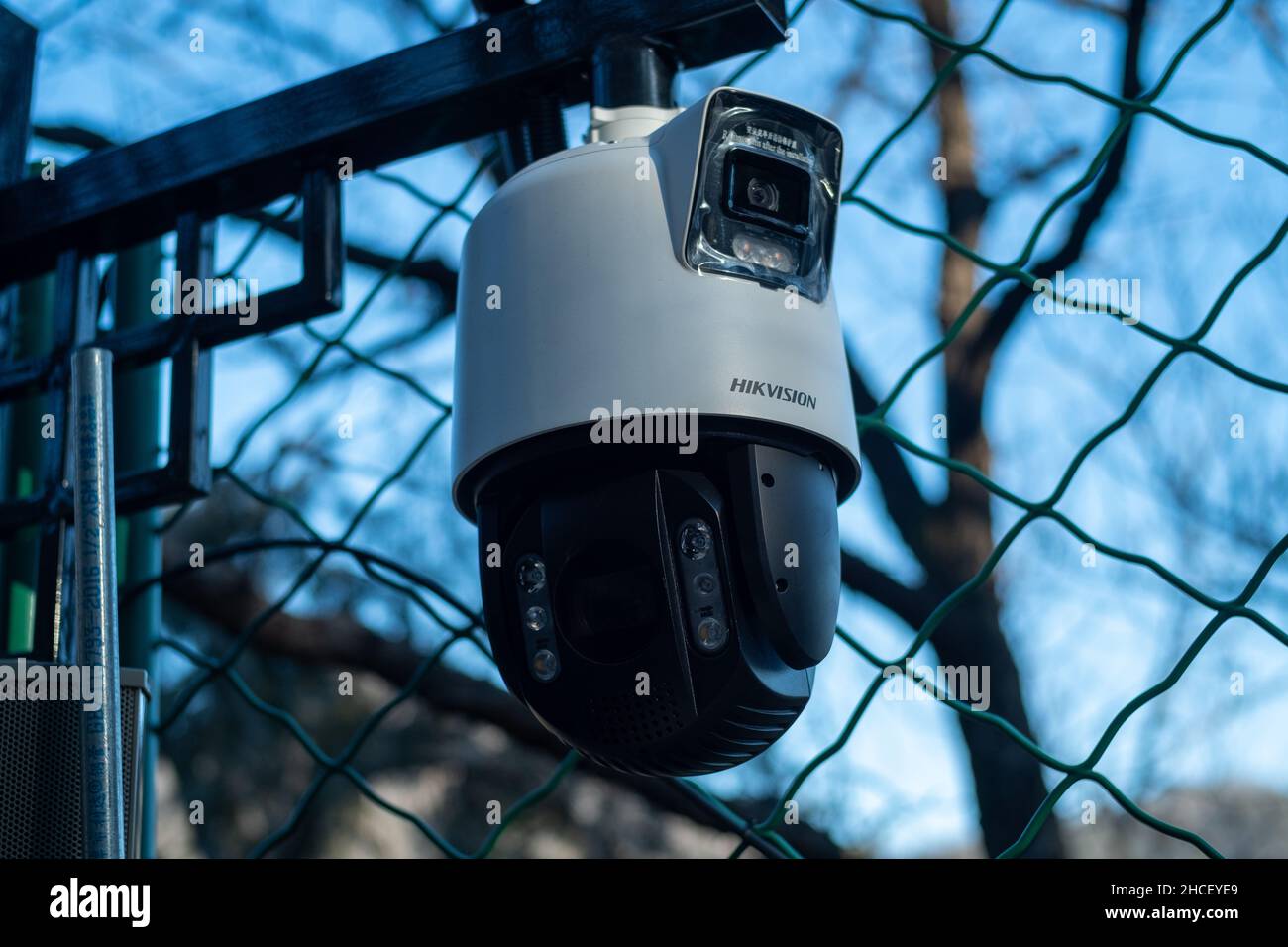 CCTV camera (Hikvision) is seen in Beijing, China. Stock Photo