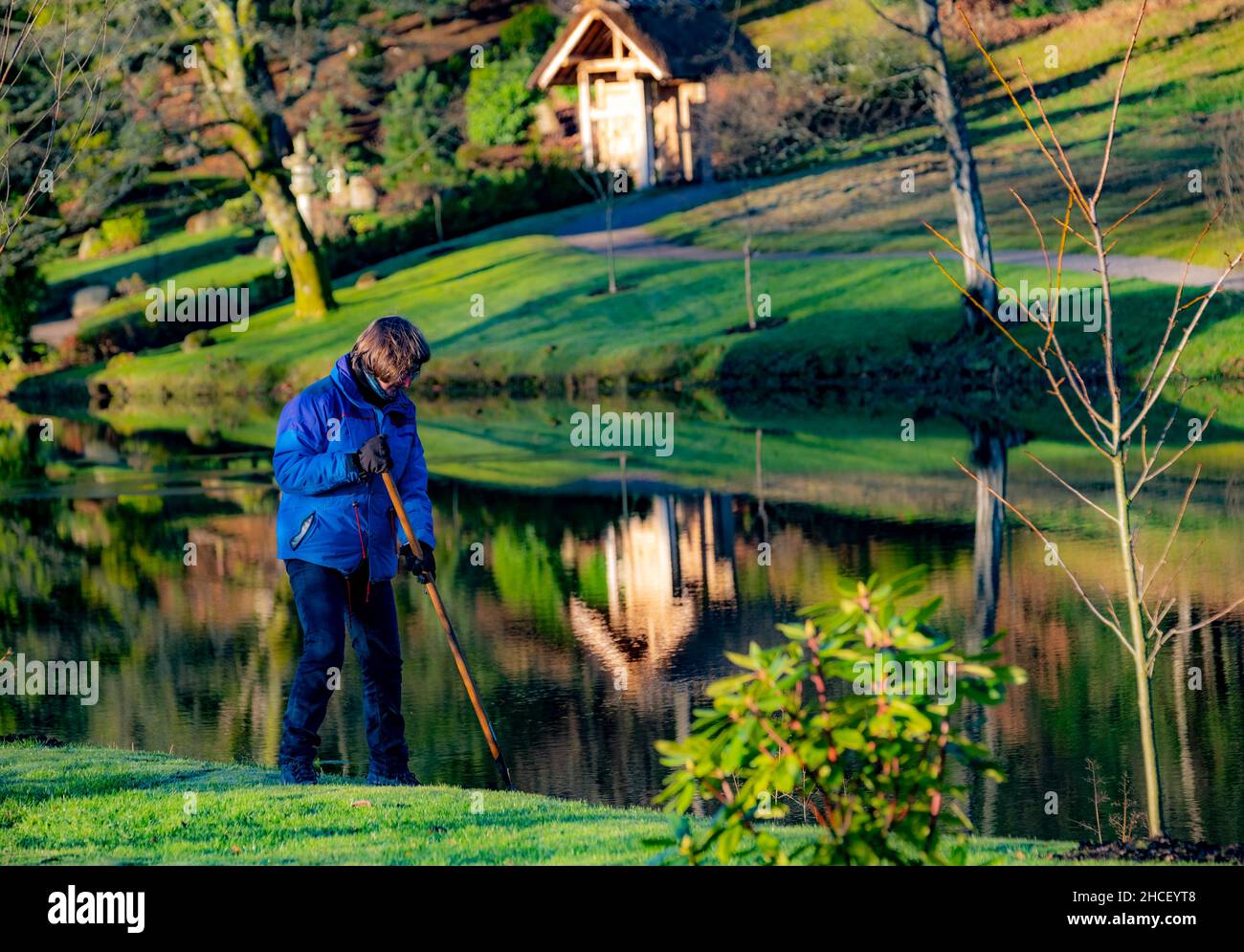 Japanese Zen Garden in Dollar Scotland Stock Photo