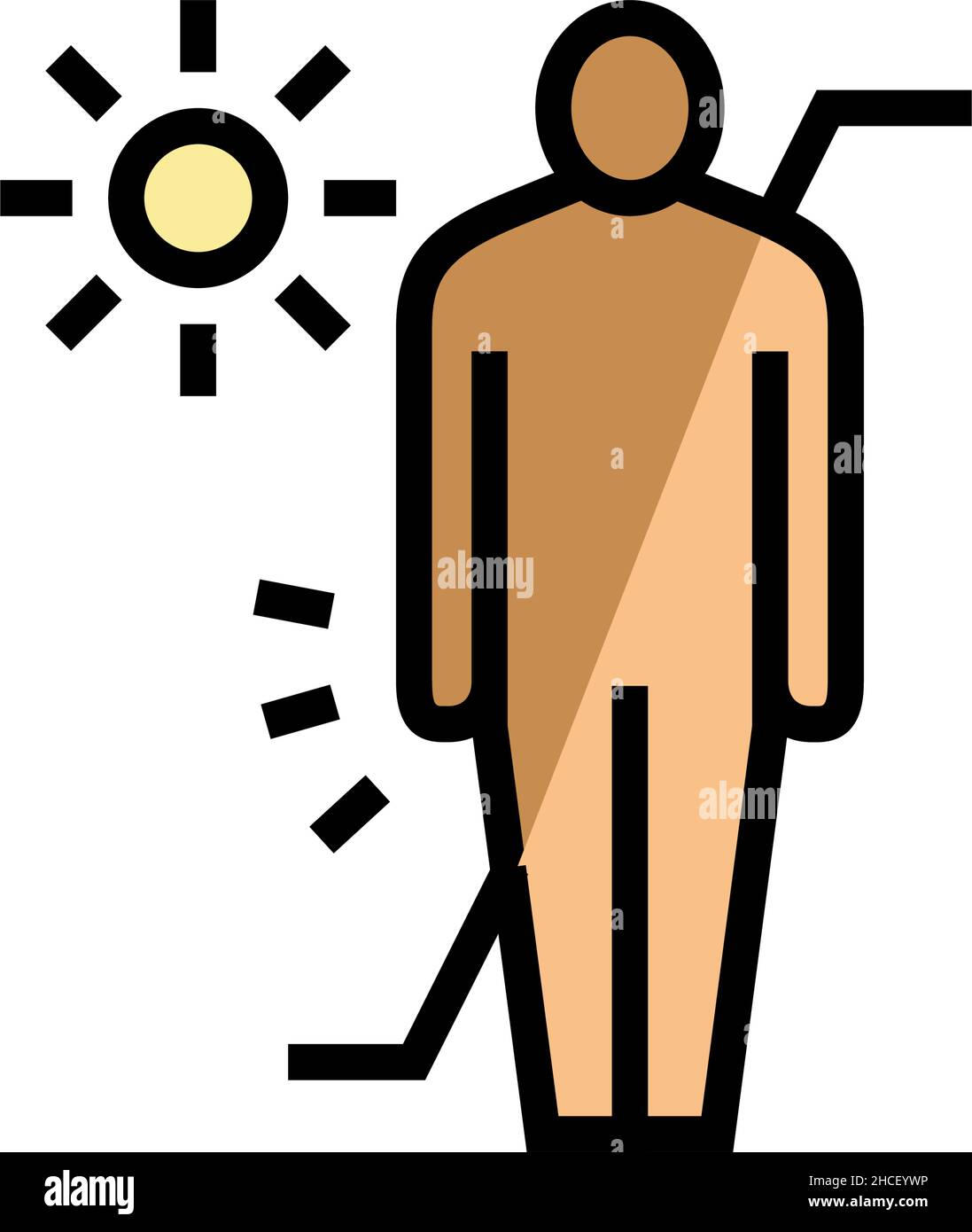 skin before and after tanning color icon vector illustration Stock Vector