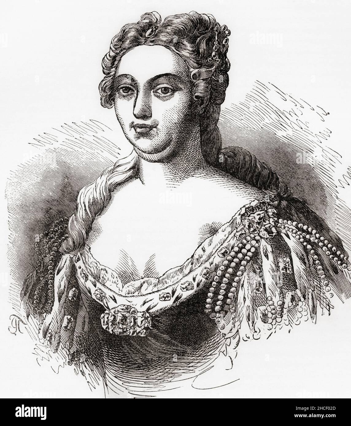 Caroline of Brandenburg-Ansbach, 1683 – 1737.  Queen of Great Britain and Ireland as the wife of King George II.  From Cassell's Illustrated History of England, published c.1890. Stock Photo
