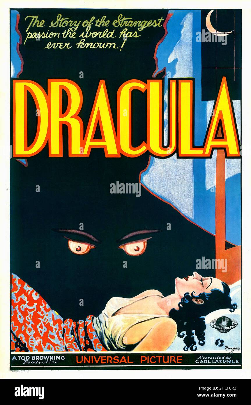 Horror film poster art - Dracula starring Bela Lugosi as Count Dracula Stock Photo