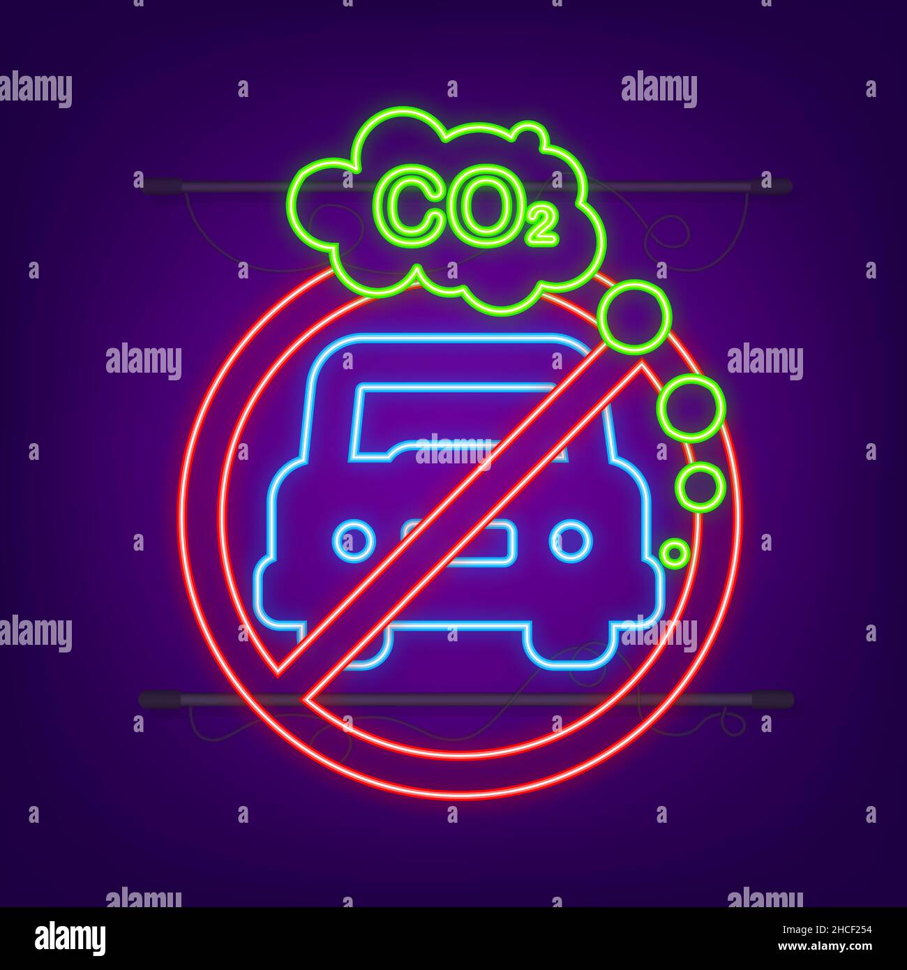 CO2 neon logo in flat style isolated on empty background. Flat icon on ...