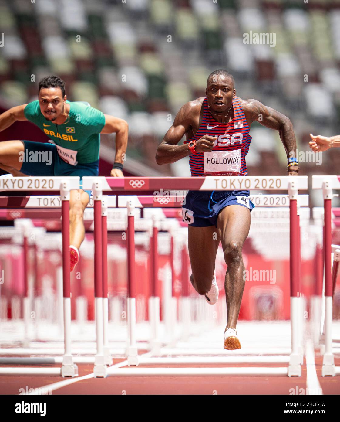 Grant Holloway participating in the 110 meter hurdles at the 2020 Tokyo Olympics Stock Photo Alamy