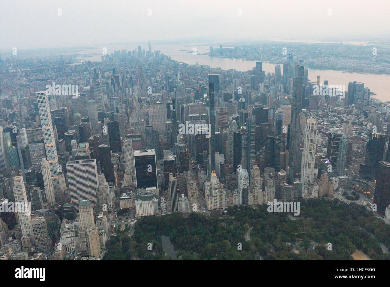 New York City, USA Aerial View of Midtown Manhattan at dusk Stock Photo ...
