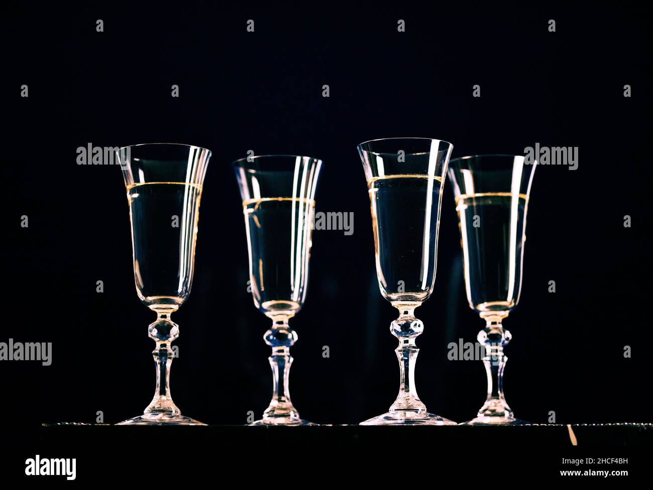 happy New Year champagne glasses and fireworks celebration background ...