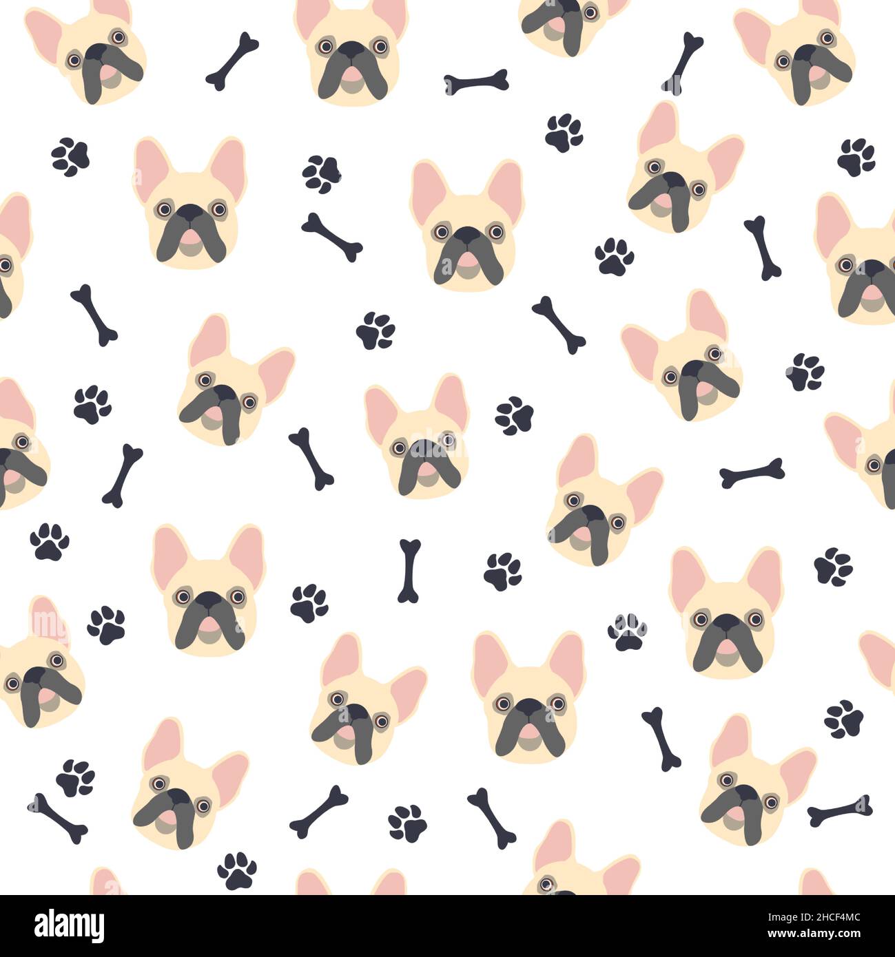 Pug or bulldog. Seamless pattern with cute cartoon dogs bulldog or pug  muzzles Stock Vector Image & Art - Alamy