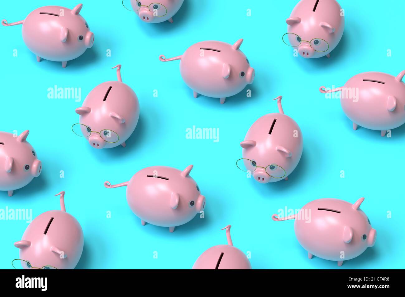 Piggy banks pattern background. 3D illustration Stock Photo - Alamy