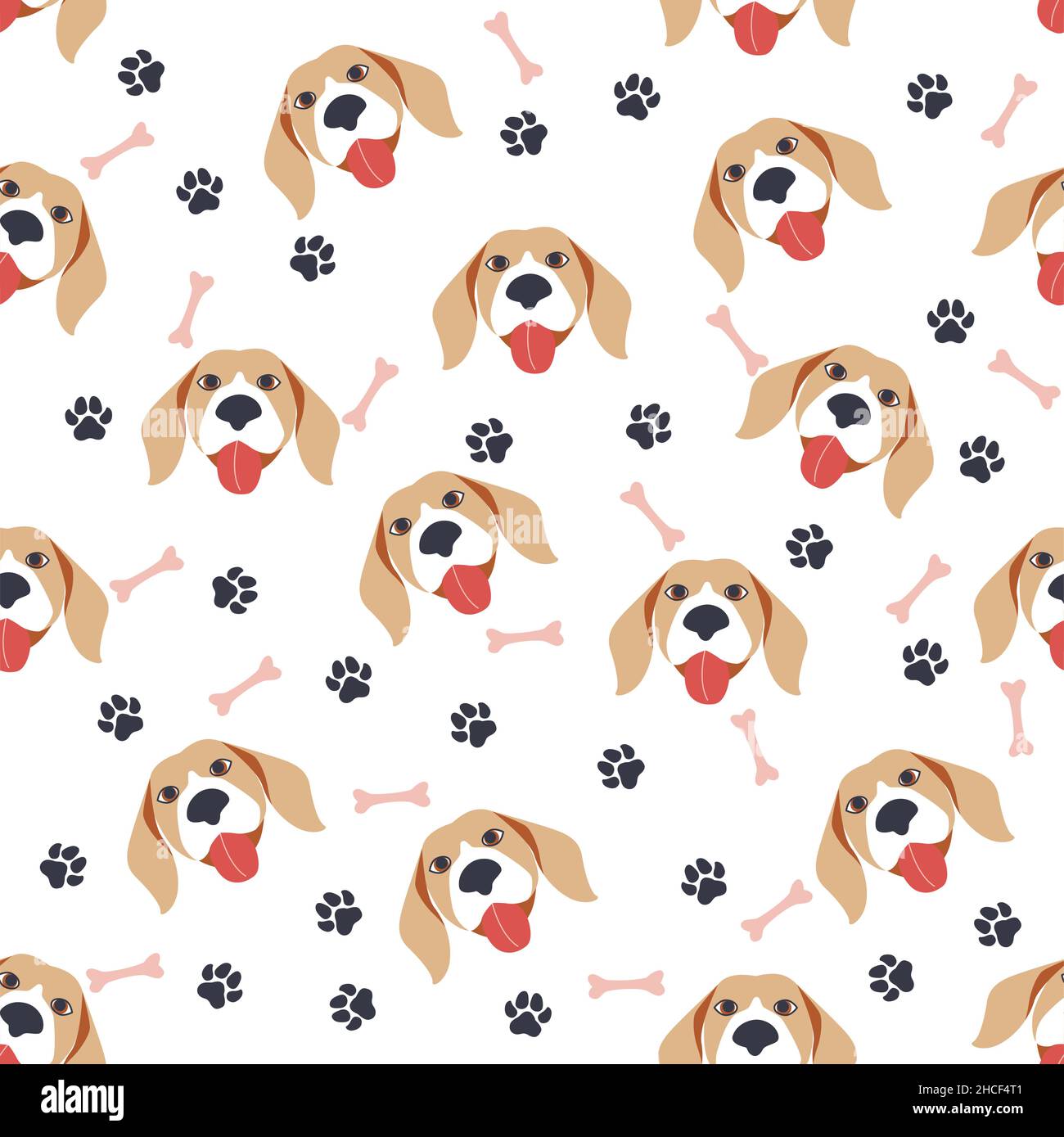 Seamless pattern with cute cartoon dogs muzzle labrador Stock Vector ...