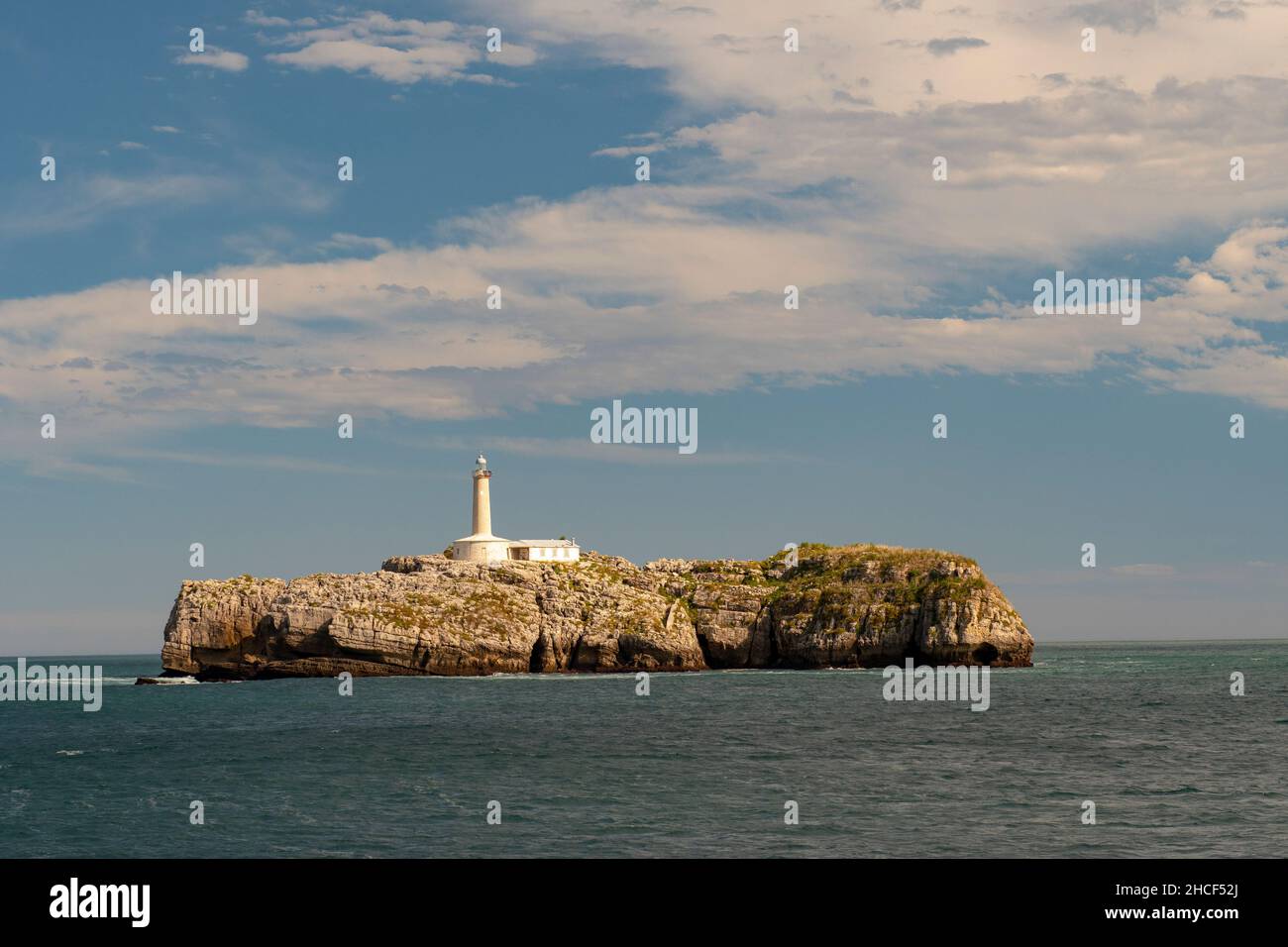 Mouro Island in the bay of Santander Stock Photo