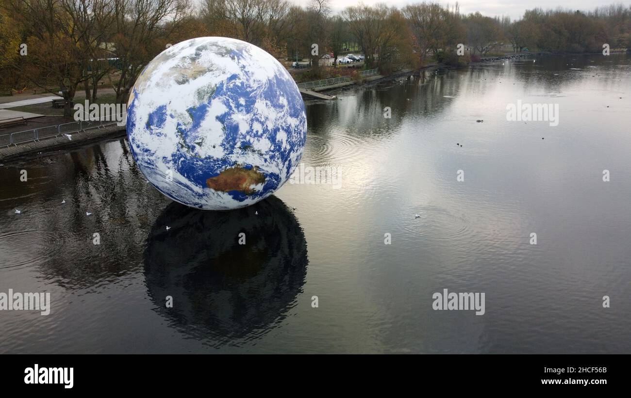 Floating Earth by Luke Jerram. Wigan, United Kingdom Stock Photo Alamy