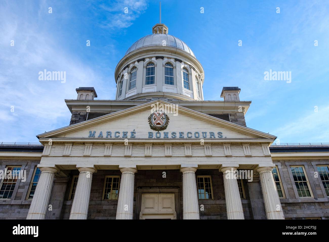 Facade of Marché Bonsecours, Bonsecours Market, National Historic Site of Canada, Rue Saint-Paul E, Vieux Montreal, Quebec, Canada Stock Photo