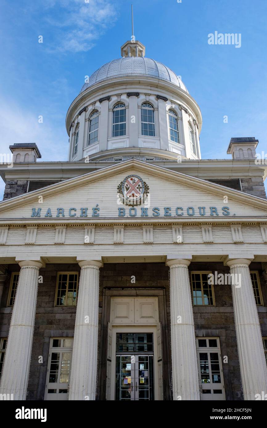 Facade of Marché Bonsecours, Bonsecours Market, National Historic Site of Canada, Rue Saint-Paul E, Vieux Montreal, Quebec, Canada Stock Photo