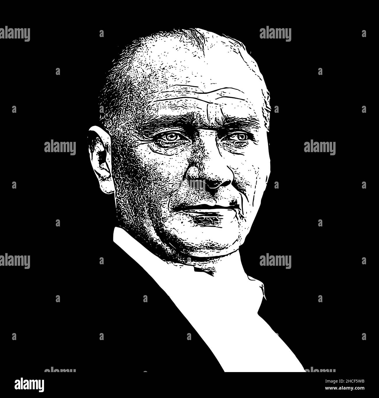 Mustafa Kemal Ataturk illustration. He is the founder of modern Republic of Turkey. Stock Vector