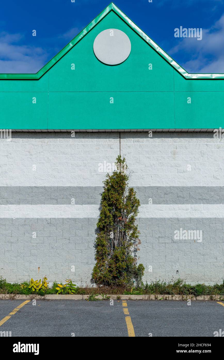 A colourful industrial building on the outskirts of StBrunodeMontarville in Quebec, Canada