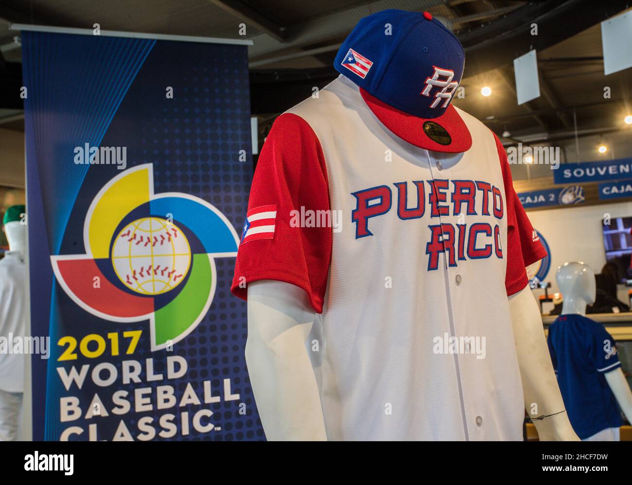 Cap and jersey from Italy and Puerto Rico, Venezuela and Mexico in Souvenir  official store caps from Mexico and jerseys for sale, boutique Aspects  prior to the World Baseball Classic to be