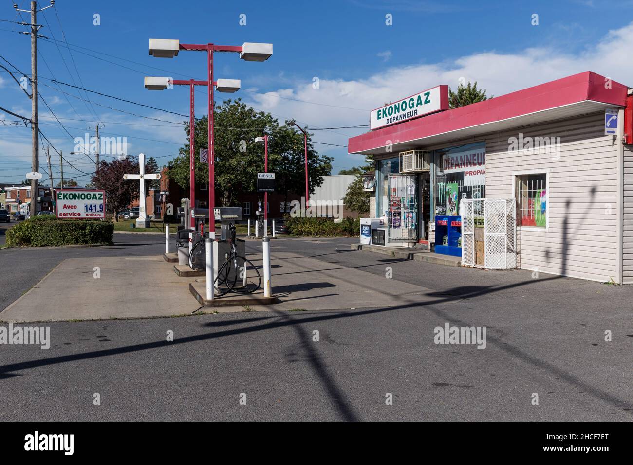 A quiet gas station forecourt in Longueuil, Quebec, Canada Stock Photo Alamy