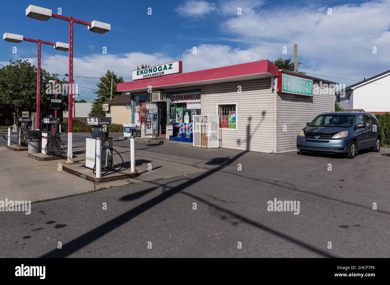 A quiet gas station forecourt in Longueuil, Quebec, Canada Stock Photo Alamy