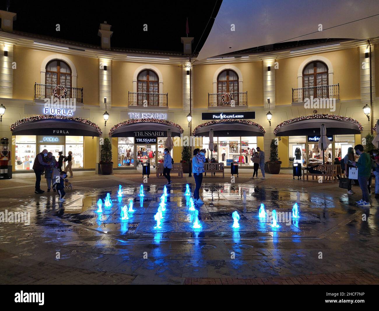Malaga, Christmas 2021, McArthurGlen luxury outlet shopping center, Spain.dark Stock Photo