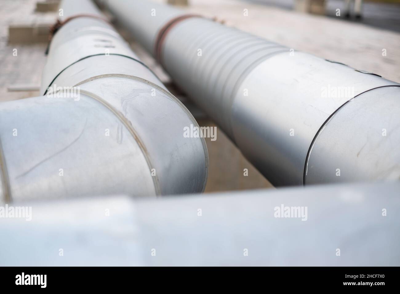 Steel long pipes close up view. Gas transportation Stock Photo Alamy