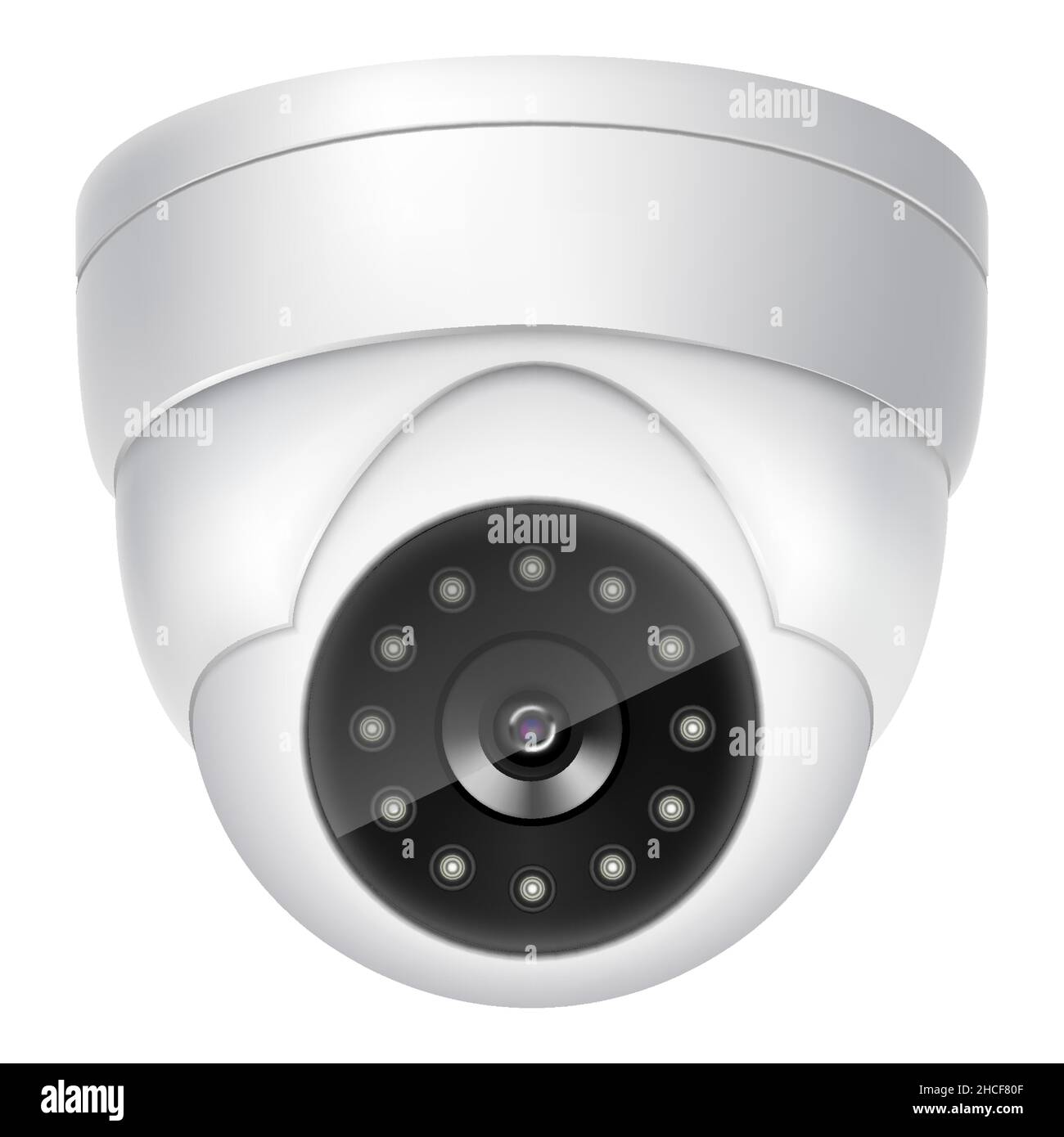 Security camera. White CCTV surveillance system. Territory or premises