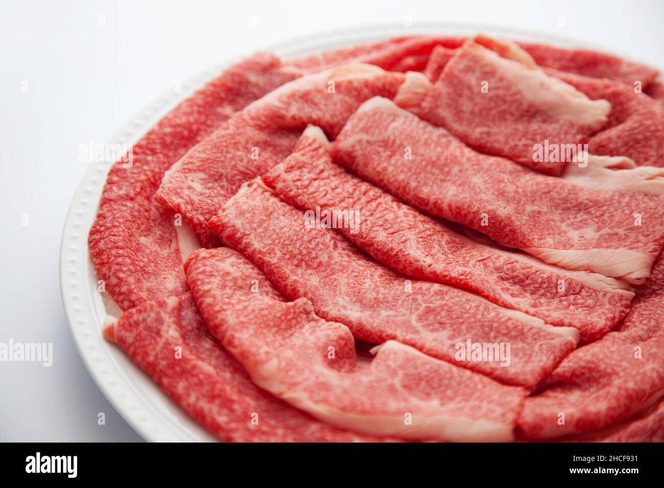 raw beef Japanese Black Wagyu meat isolated on white background Stock