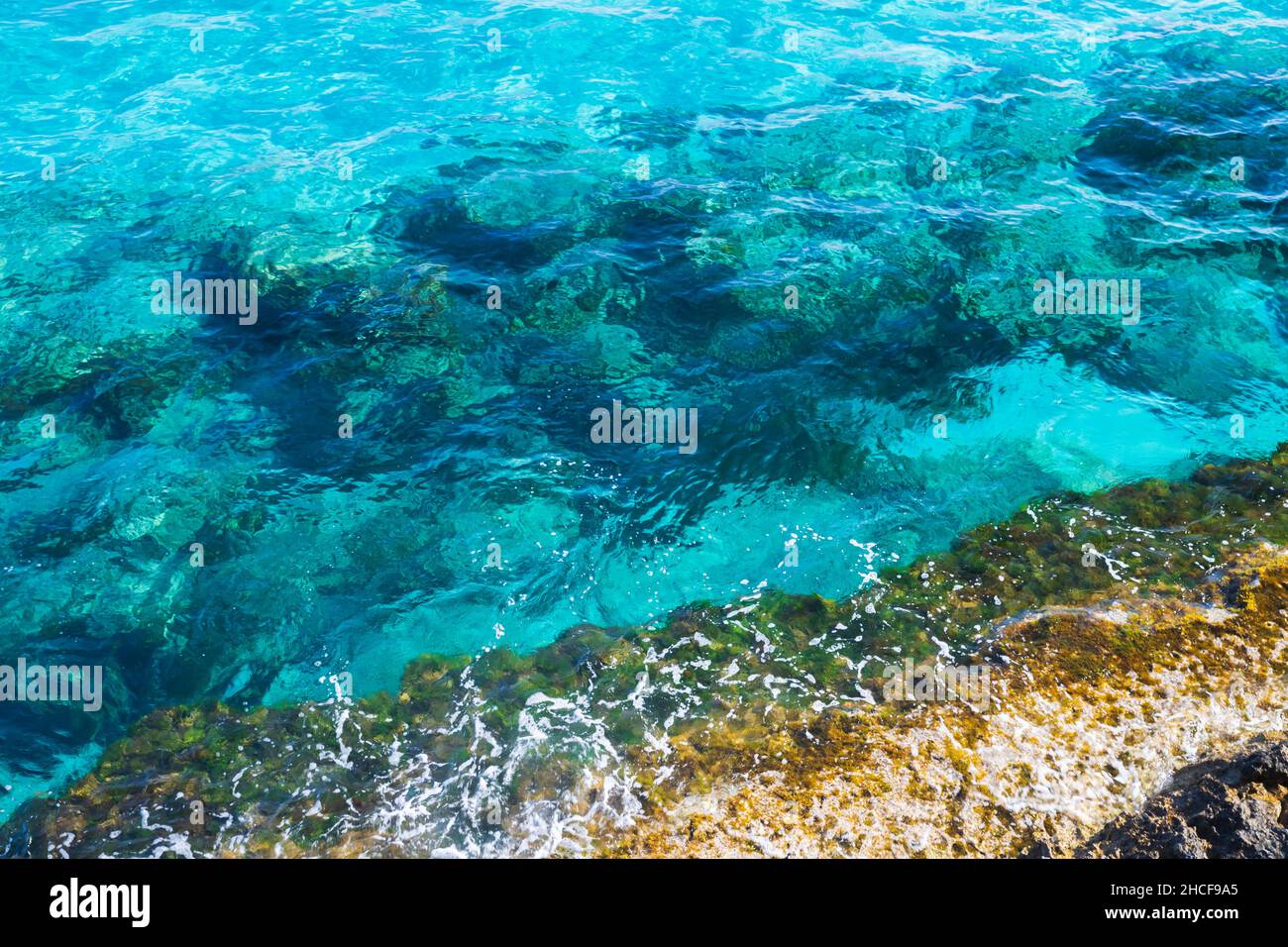 Mediterranean Sea coast on a summer day. Summer landscape of Ayia Napa, Cyprus isaland Stock Photo