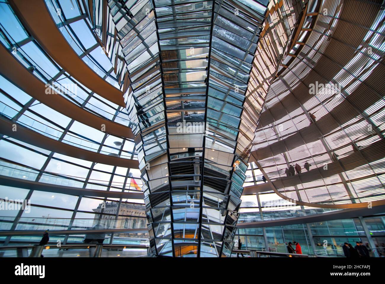 Berlin, Germany - January 2014: Glass dome on top the Reichstag
