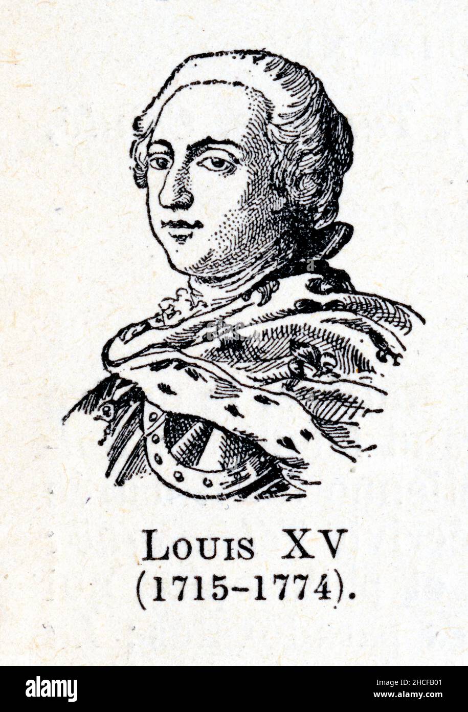 Louis XV, dit le « Bien-Aimé », né le 15 février 1710 à Versailles où il est mort le 10 mai 1774, est un roi de France et de Navarre. Membre de la mai Stock Photo